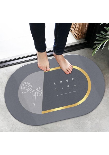 60X40CM Duş Halı Oval Hızlı Kuru Süper Emici Kapı Mat Lavabo Girişi Aşk Hayat modelleri
