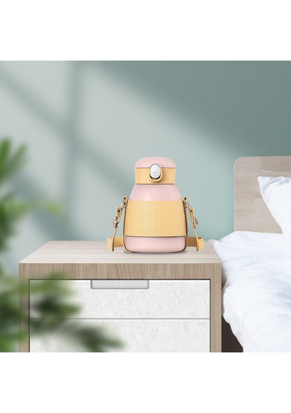 Vakum Yalıtımlı Flask Sıcak Su Tumbler ile Saman Kapaklı Sızdırmaz Seyahat Pembe