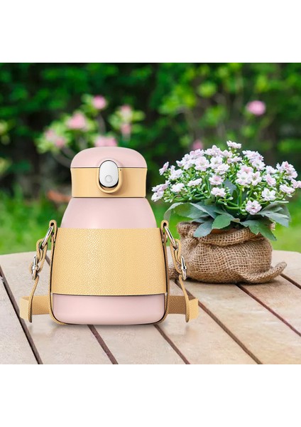 Vakum Yalıtımlı Flask Sıcak Su Tumbler ile Saman Kapaklı Sızdırmaz Seyahat Pembe