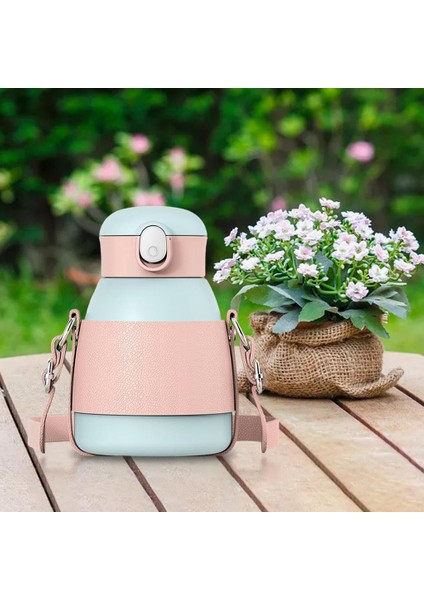 Vakum Yalıtım Şişesi Şişe 480ML Omuz Kayışı Sızdırmaz Kahve Flask Mavi