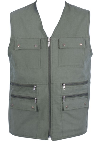 Çok Cepli Pamuk Keten Avcı Yelek 6 Renk Battl Dahil 9 Beden