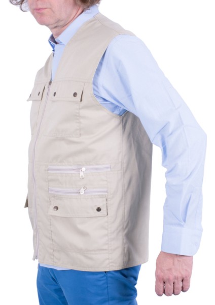 Çok Cepli Pamuk Keten Avcı Yelek 6 Renk Battl Dahil 9 Beden