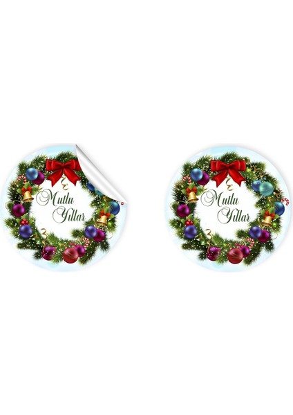 ANKA DESİNG Mutlu Yıllar Kuşe Sticker (4X4CM) 36 Adet