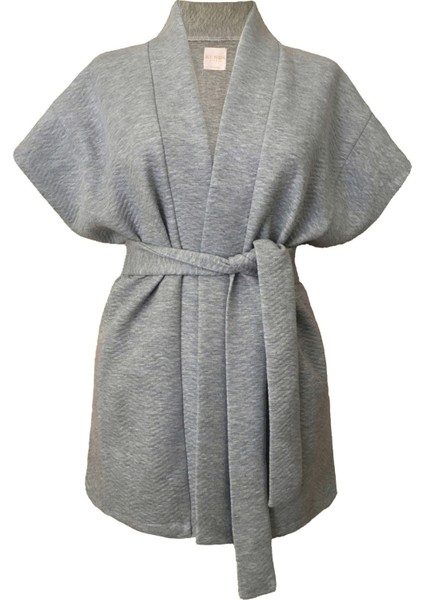 Yumuşak Dokulu Kapitone Kalın Ovre Yelek Kimono