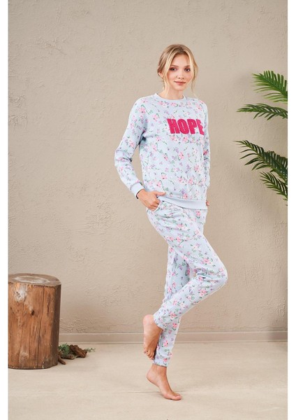 23569 Kadın Desenli Pijama Takım