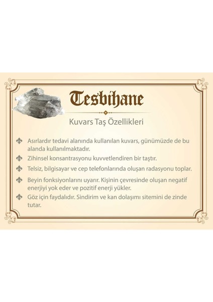 1000 Ayar Gümüş Kazaz Püsküllü Küre Kesim Kuvars Doğaltaş Tesbih