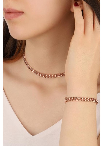 Taşsız Gümüş Gurmet Zincir Model Choker Kolye