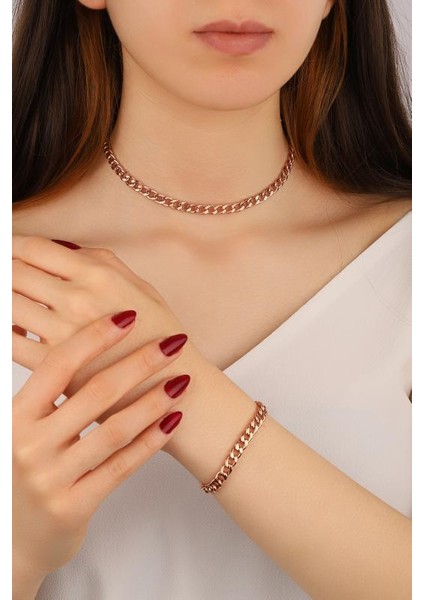 Taşsız Gümüş Gurmet Zincir Model Choker Kolye