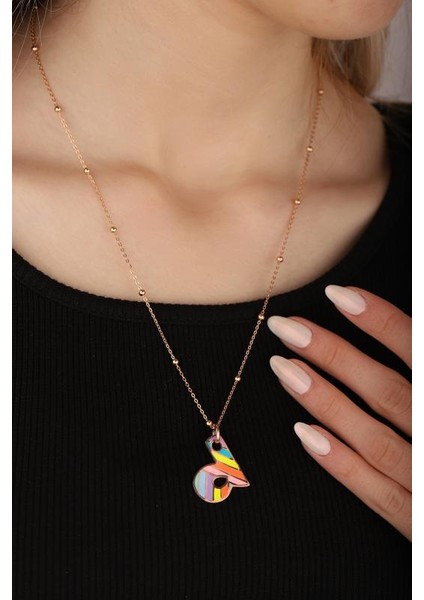 Gökkuşağı Renkli Mineli Taşsız Gümüş Harf Kolye - D indirimleri