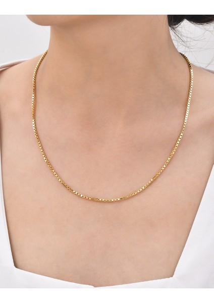 Küp Zincir 14 Ayar Gerçek Altın Zincir Kolye - Kalınlık: 1.45 mm (585 Damgalı)