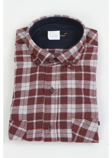 Çift Cepli Yün Gömlek- Bordo