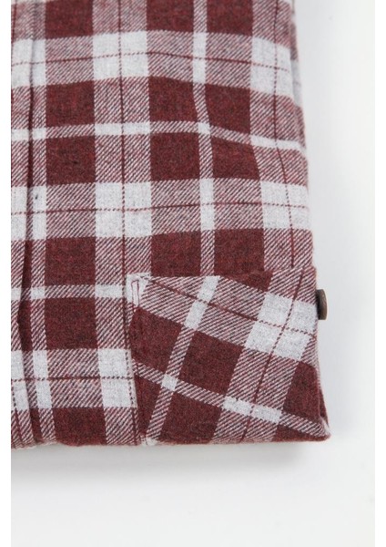 Çift Cepli Yün Gömlek- Bordo modelleri