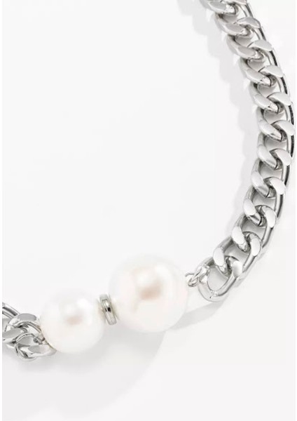 Çift Incili Zincir Choker Kolye Silver fiyatları