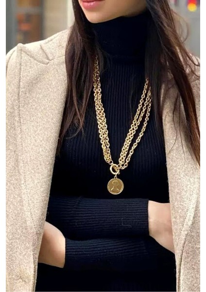 Gold Kaplama Uzun Çoklu Zincir Madalyon Kolye fiyatları