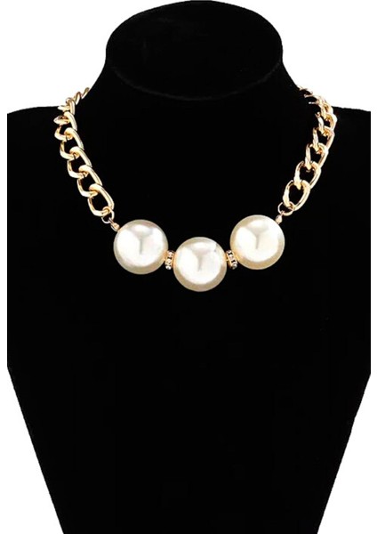 3 Incili Zincir Choker Kolye Gold fırsatları