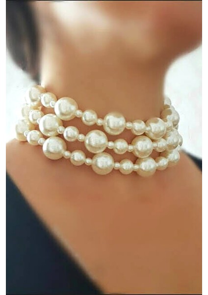 Incili Çoklu Choker Kolye