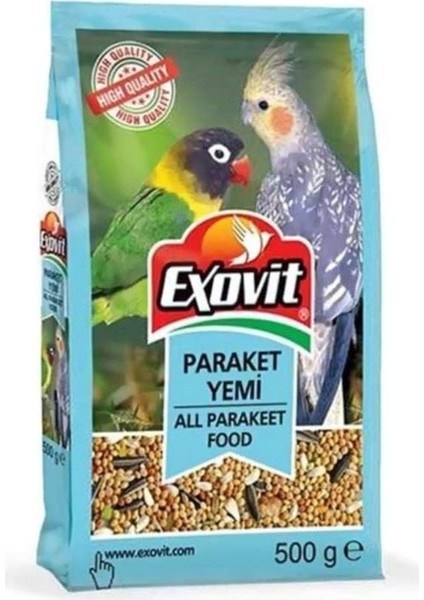 Exovit-Exovit Paraket Kuşu Yemi 500 gr Vitaminli Papağan Yemi