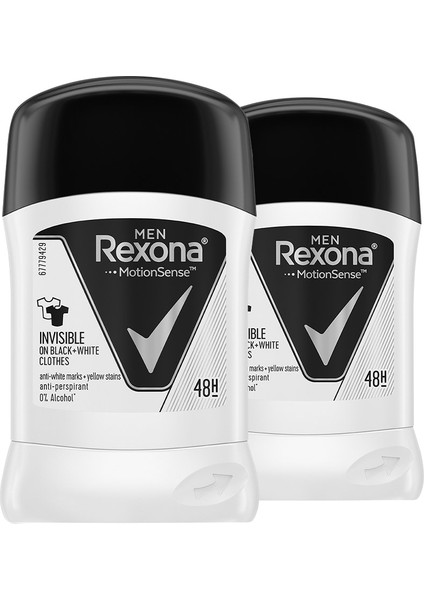 Erkek Deodorant Stick Invisible Black White 50 ml X2