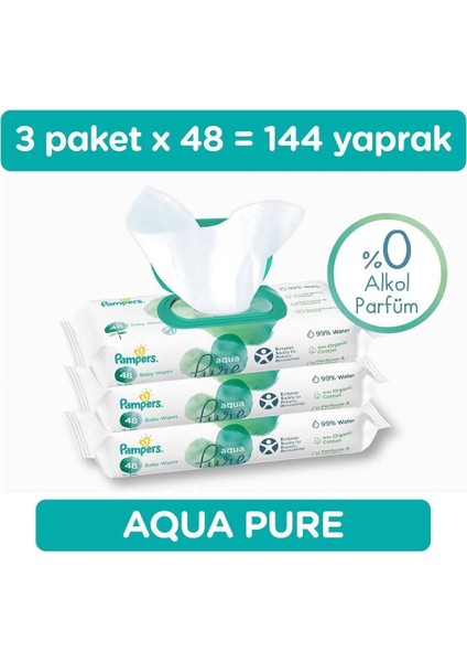 Aqua Pure Islak Havlu Mendil 3'lü 144 Yaprak