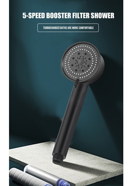 Siyah Turbo Fan Lite El Duşu Duş Başlığı Handshower