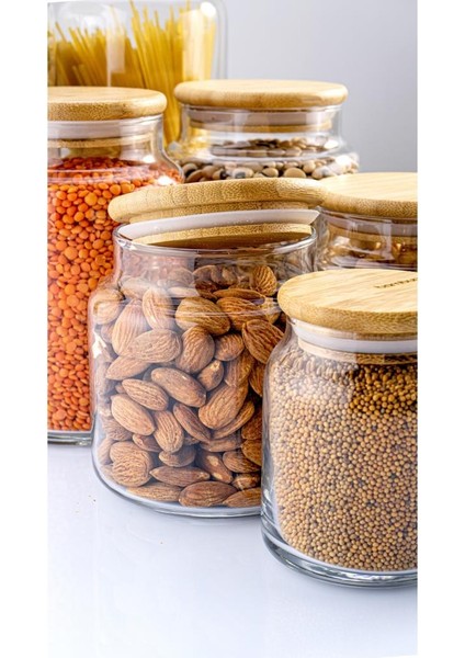 Zone - 8'li Cam Saklama Kabı Vakumlu Bambu Kapaklı modelleri