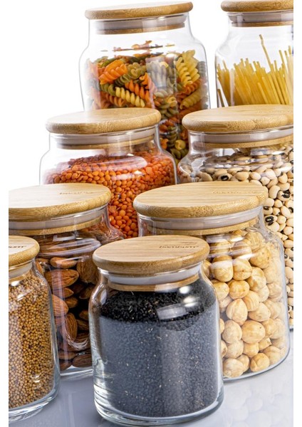 Zone - 8'li Cam Saklama Kabı Vakumlu Bambu Kapaklı indirimleri