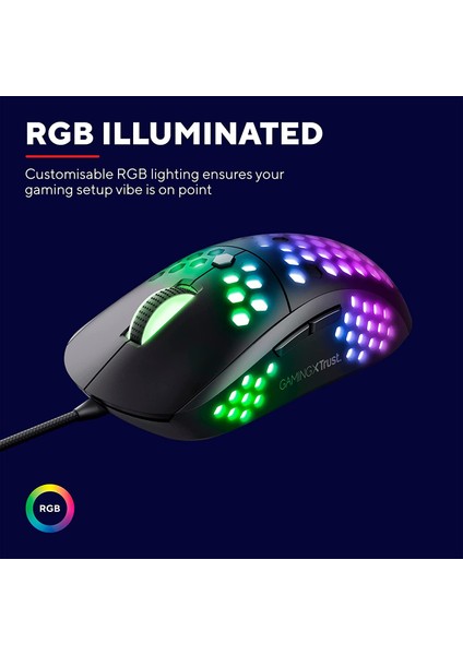 Gaming Gxt 960 Graphic Hafif Rgb Aydınlatmalı Oyun Faresi, Siyah