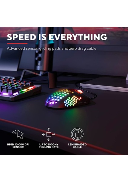 Gaming Gxt 960 Graphic Hafif Rgb Aydınlatmalı Oyun Faresi, Siyah