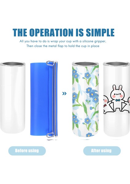 2 Adet 20 Oz Silikon Bardak Wrap Süblimasyon Silikon Bantlar Tumbler Kupa Tumbler Baskı Süblimasyon Mavi Için Basın