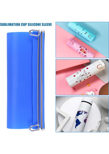2 Adet 20 Oz Silikon Bardak Wrap Süblimasyon Silikon Bantlar Tumbler Kupa Tumbler Baskı Süblimasyon Mavi Için Basın