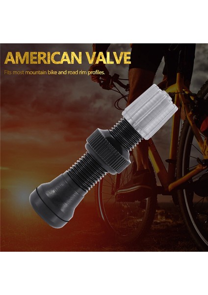 2 Adet Bisiklet Schrader A/v Vanalar 40MM Cnc Işlenmiş Eloksallı Nipel Yol Bisikleti Tubeless Jantlar Için, Siyah