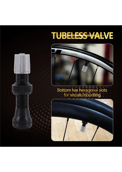 2 Adet Bisiklet Schrader A/v Vanalar 40MM Cnc Işlenmiş Eloksallı Nipel Yol Bisikleti Tubeless Jantlar Için, Siyah