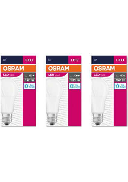 Led Value 13W Beyaz Işık E-27 1521lm Ampul 3 lü Paket