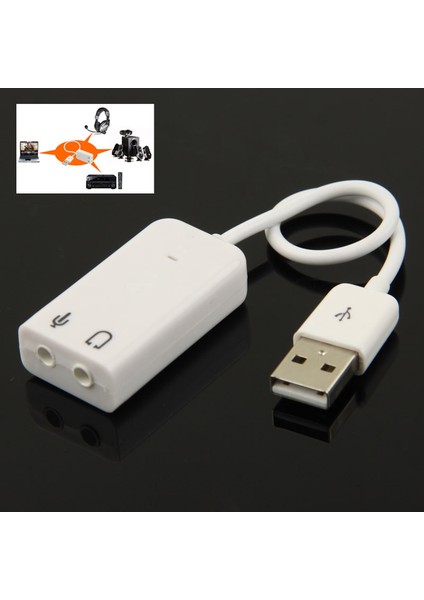 7.1 Kanal USB Ses Adaptörü - Beyaz (Yurt Dışından)