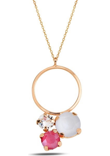 Swarovski Yuvarlar Üç Renkli Taşlı Kolye