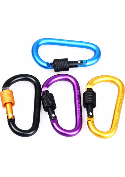 10 Adet D Ring Carabiner Vidalı Kilit Tırmanma Toka Snap Yay Klipsi Alüminyum (Yurt Dışından)