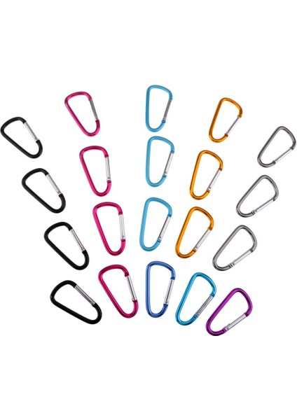 20 Adet Snap Hook D-Alüminyum Carabiner Açık Mekan Kamp Kayak Bahar Klibi (Yurt Dışından)