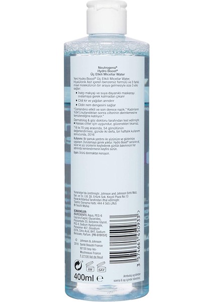 Hydro Boost Üç Etkili Micellar Water, 400 ml