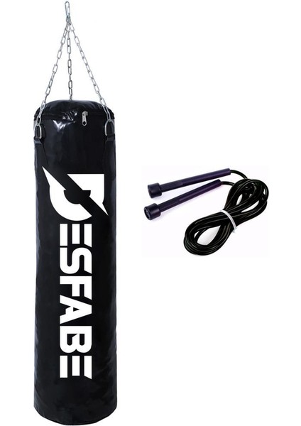 Boxing Star 70X25 cm Zincirli Boks Kum Torbası Siyah+Atlama Ipi