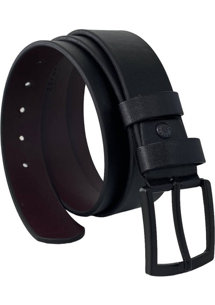 Siyah Deri Dikişli Model 4 Cm.lik Spor Kemer - 7000-DÜZ