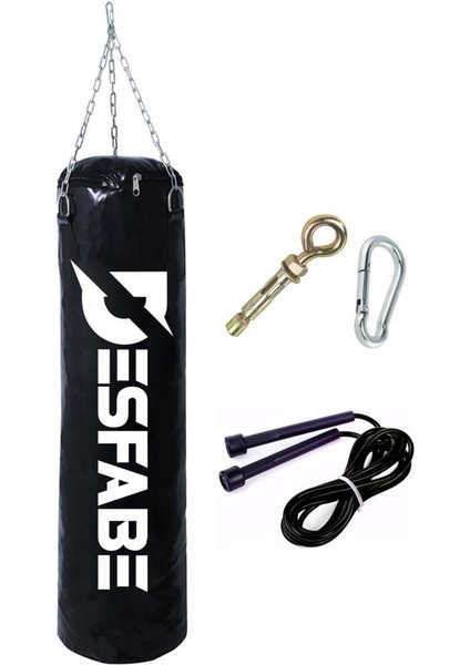 Boxing Star 70X25 cm Zincirli Boks Kum Torbası Siyah+Askı Aparatı+Atlama Ipi