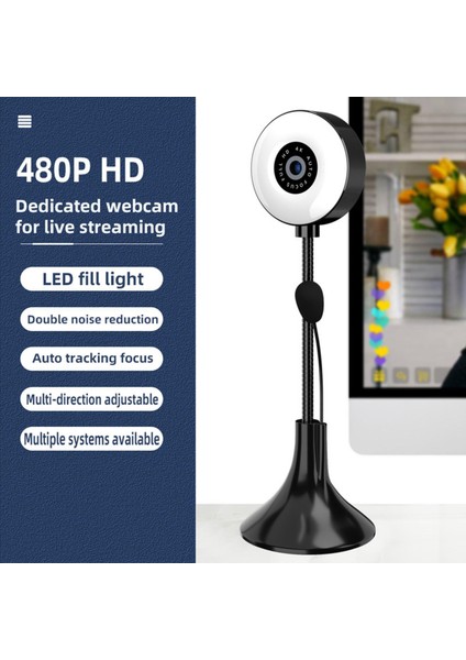 Webcam 4K Işık Düzeltme Web Yayını Pc Bilgisayar 480P Çok Yönlü Web Kamera (Yurt Dışından) fırsatları
