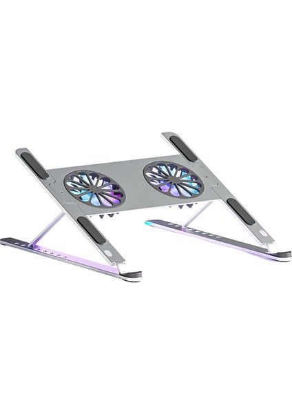 Laptop Standı Taşınabilir Çıkarılabilir Soğutma Fanı ile Dizüstü Gümüş Sessiz Katlanır (Yurt Dışından)