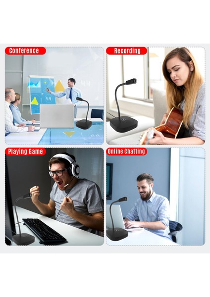 USB Bilgisayar Kondensermikrofon Tak ve Oynatma Oyun Pc Beyaz Dokunmatik Anahtarı (Yurt Dışından)