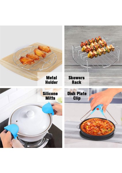 Yui / Xiaomi / Philips / Kumtel Uyumlu Air Fryer İçin 8 Inç 12'li Pişirme Seti - Çok Renkli (Yurt Dışından) fiyatları