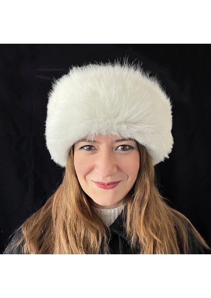 Yün Kürk Kadın Kahverengi Deri Kışlık Şapka