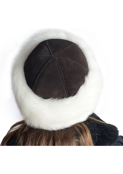 Yün Kürk Kadın Kahverengi Deri Kışlık Şapka fırsatları