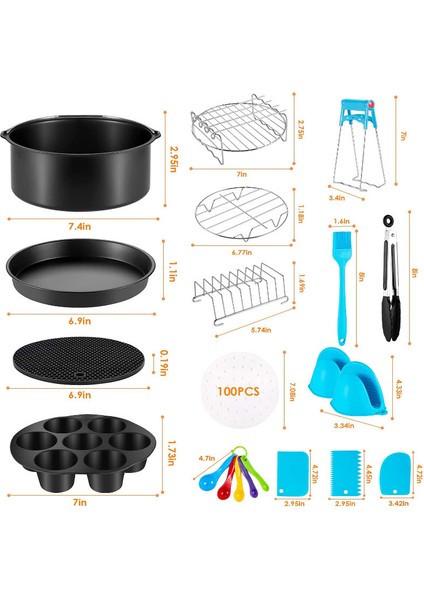 Air Fritöz Aksesuarları 7 Inç (18 cm Çap) 13'li Pişirme Seti(Yurt Dışından) fırsatları