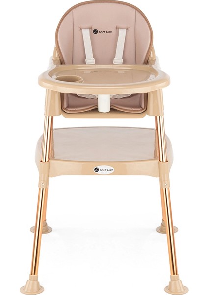 Safe Line Pocket & Mama Çalışma Masalı Pedli Mama Sandalyesi Gold Beige