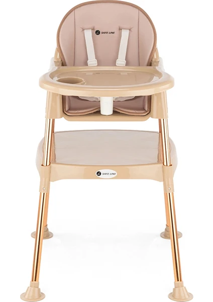 Safe Line Pocket & Mama Çalışma Masalı Pedli Mama Sandalyesi Gold Beige